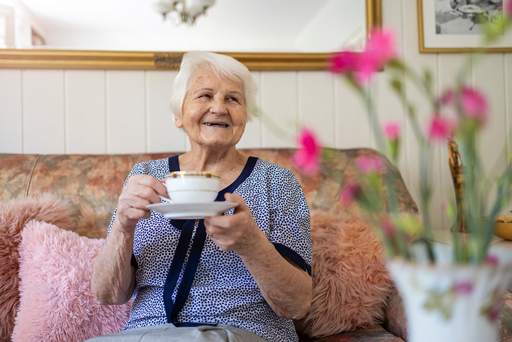 woman sipping coffee